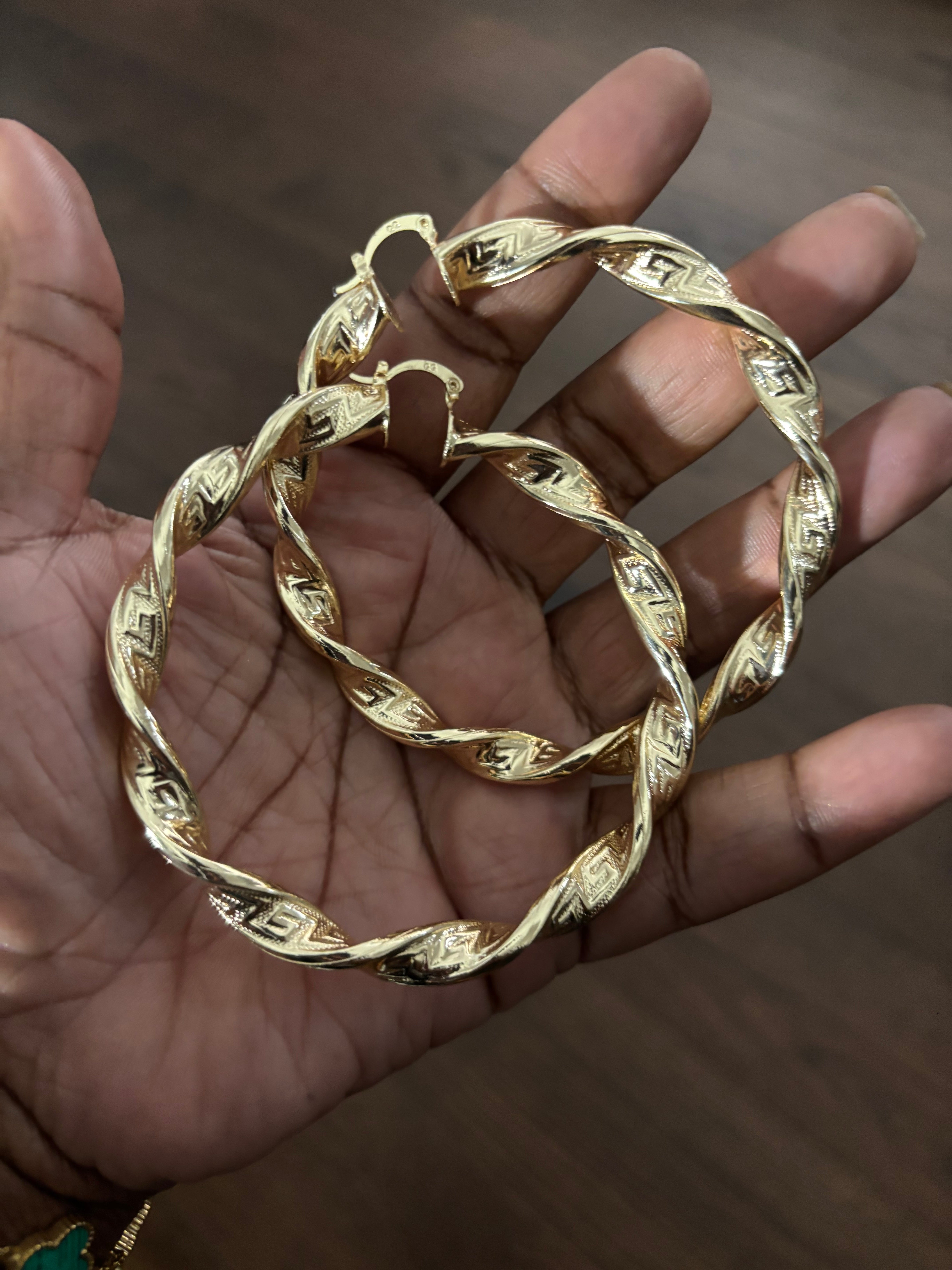 Chunky Gold Large Twist Hoops
