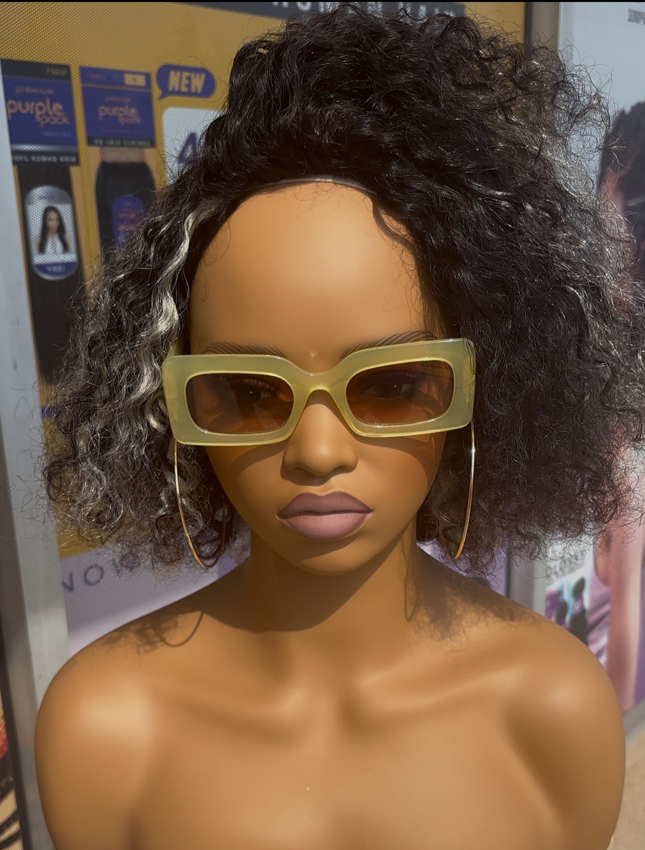 10” Kinky Curly Half Wig w/Highlights