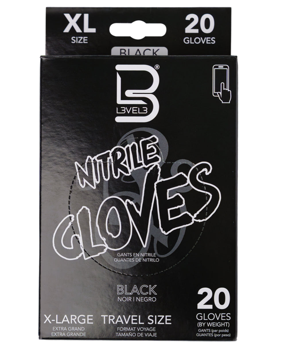 L3VEL3 Nitrile Gloves Black, 20 Count