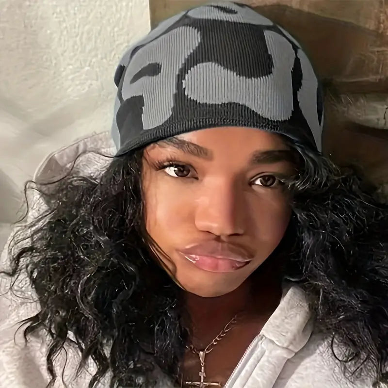 Unisex Spandex Beanie - Purple w/purple Print
