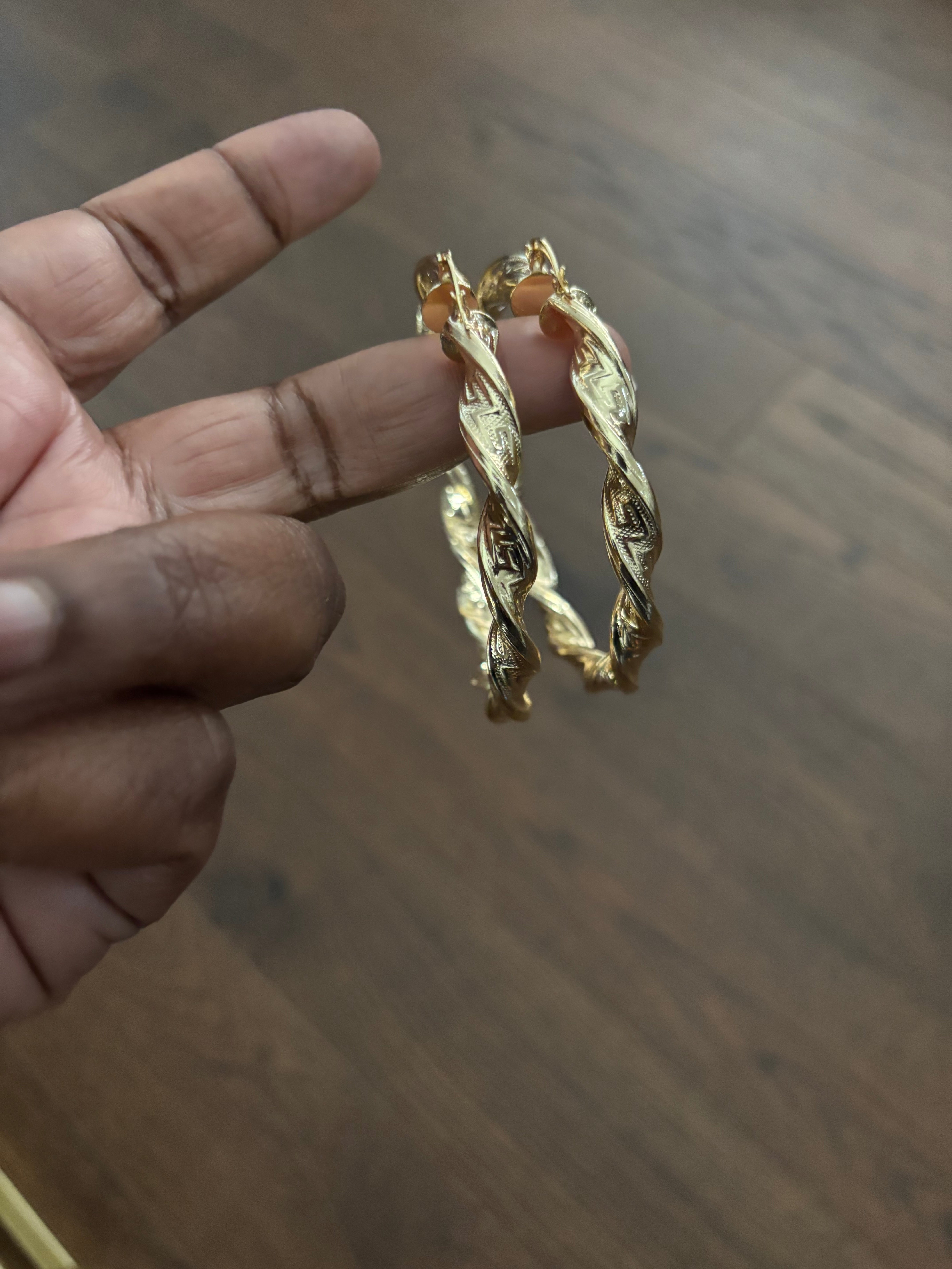 Chunky Gold Large Twist Hoops