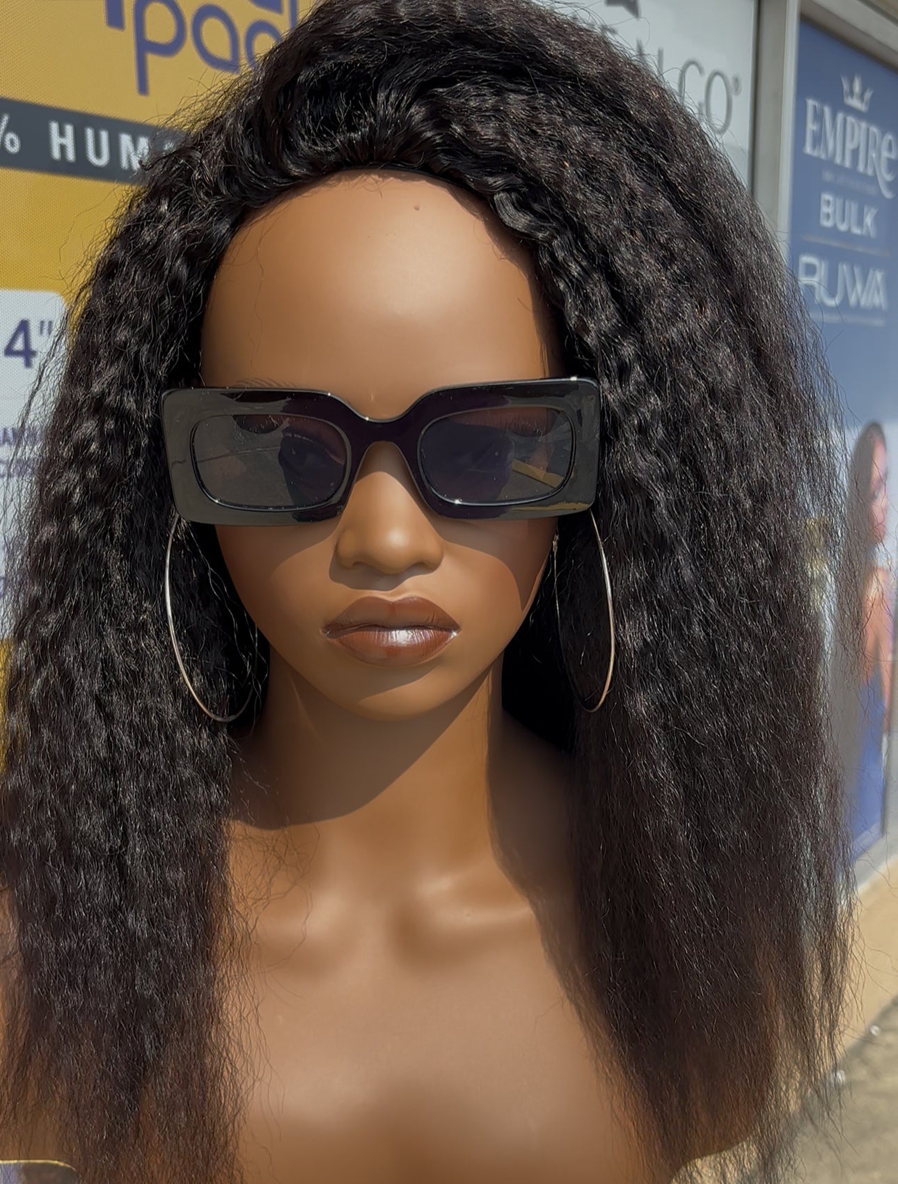 22” Kinky Straight Half Wig