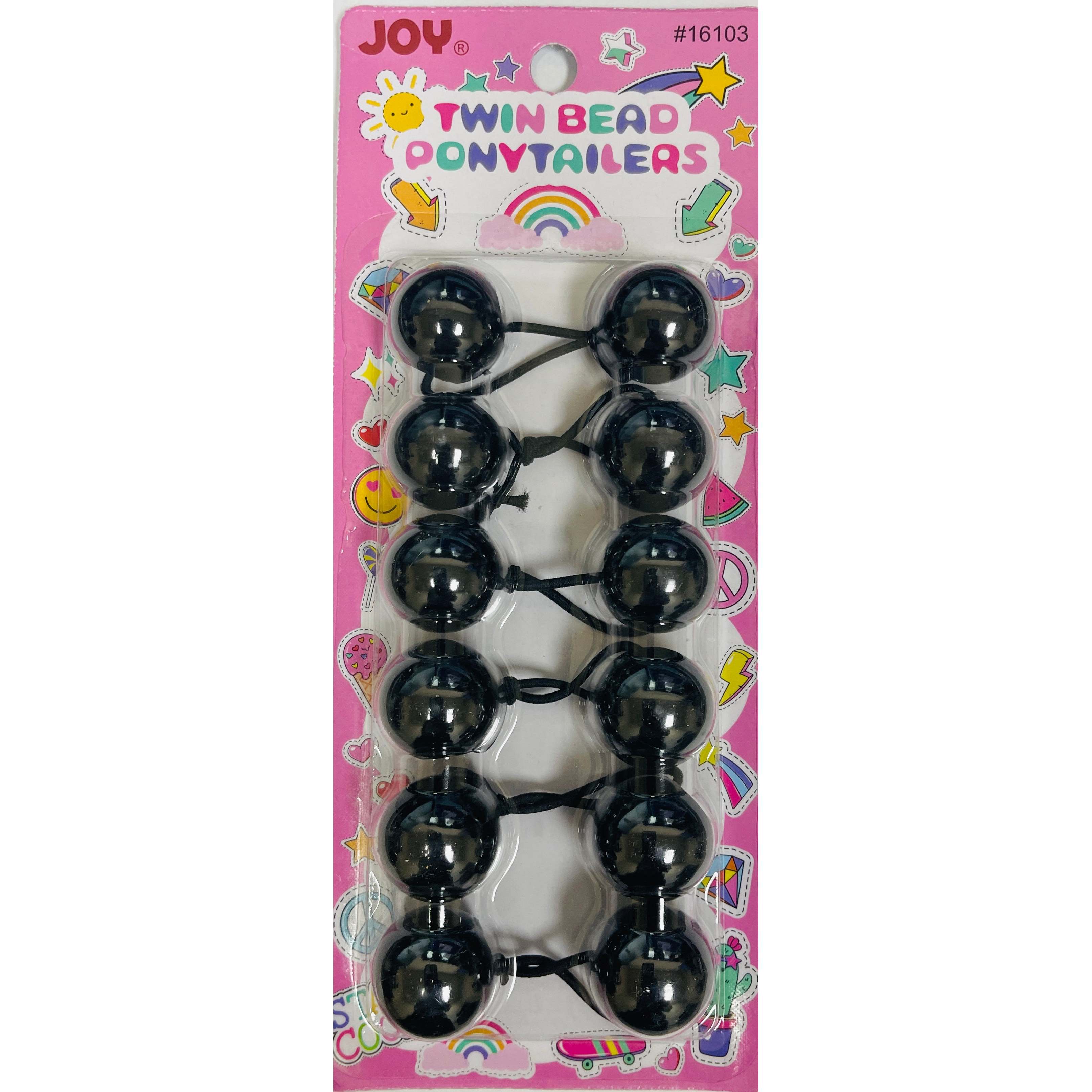 Joy Twin Beads Ponytailers 25mm 6ct Black