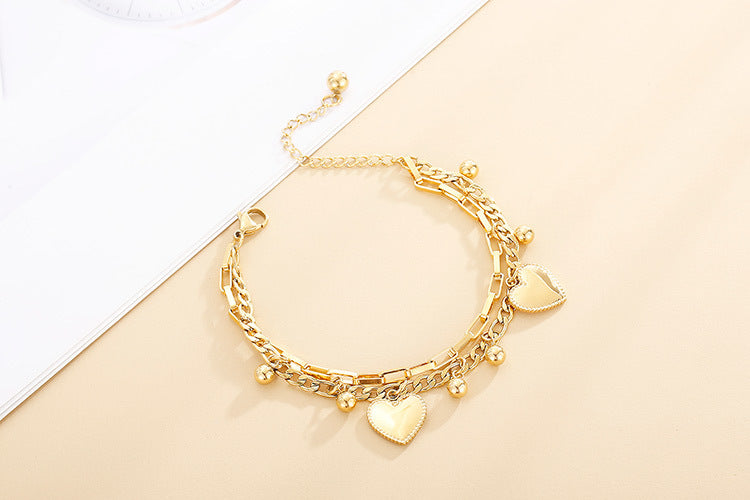 Heart Titanium Steel 18K Gold Plated Bracelets