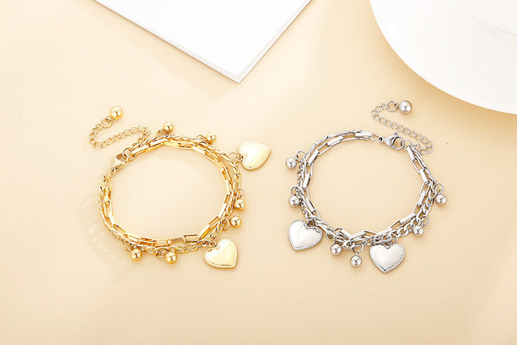 Heart Titanium Steel 18K Gold Plated Bracelets