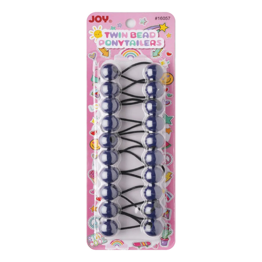 Joy Twin Beads Ponytailers 20mm 10ct Navy