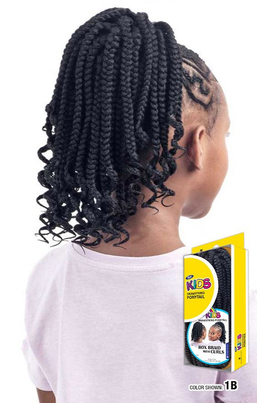 Kids Drawstring Ponytail Box Braid With Curls