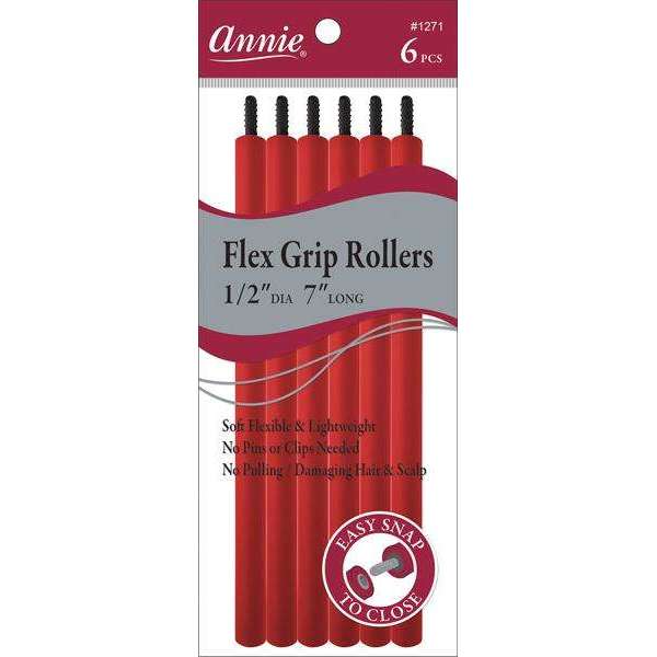 Annie Flex Grip Rollers 1/2' Diameter 7" Long 6ct Red