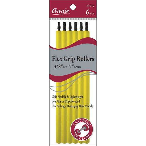 Annie Flex Grip Rollers3/8" Diameter 7in long 6ct Yellow