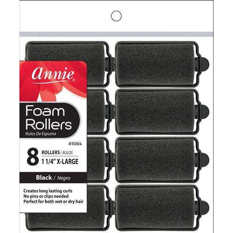 Annie Foam Rollers XL 8ct Blk