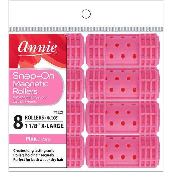 Annie Snap On Magnetic Rollers  XL 8ct Pink