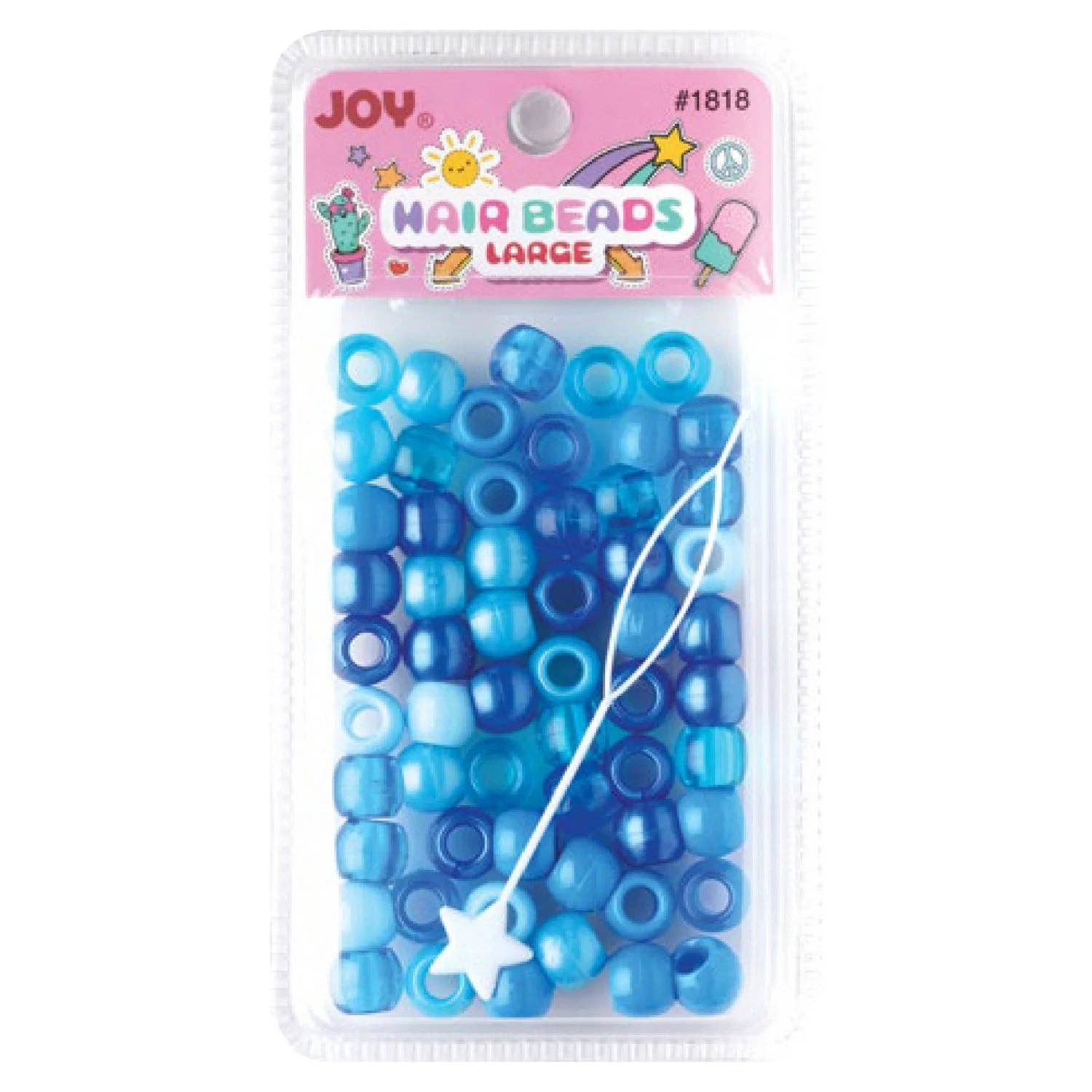 Joy Large Hair Beads 60Ct Blue Asst