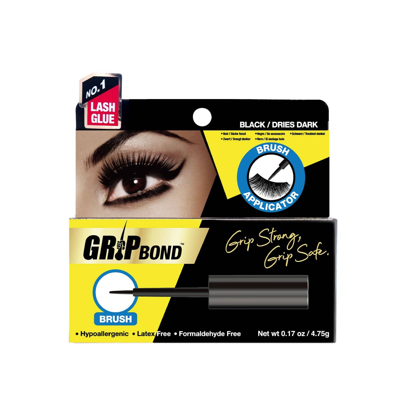 GRIP BOND LATEX-FREE LASH ADHESIVE - BLACK / BRUSH