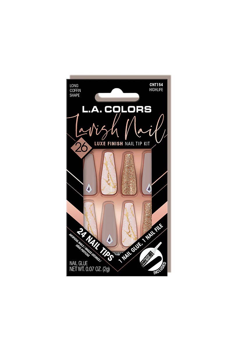 LA Colors CNT154 Lavish Luxe Nail Tip Kit Highlife - 3pc