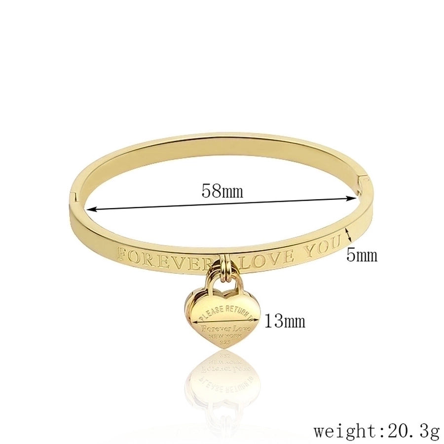 Heart Shape Stainless Steel 18K Gold Plated Bangle