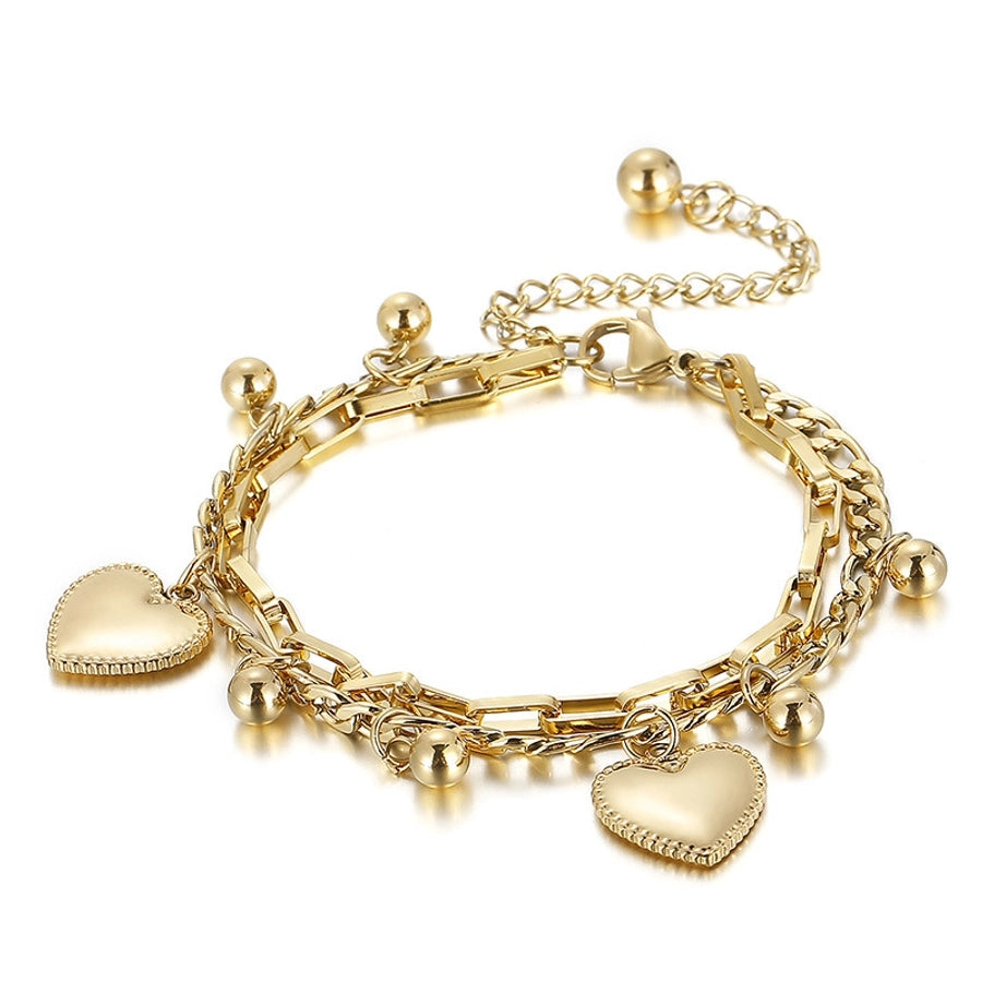 Heart Titanium Steel 18K Gold Plated Bracelets