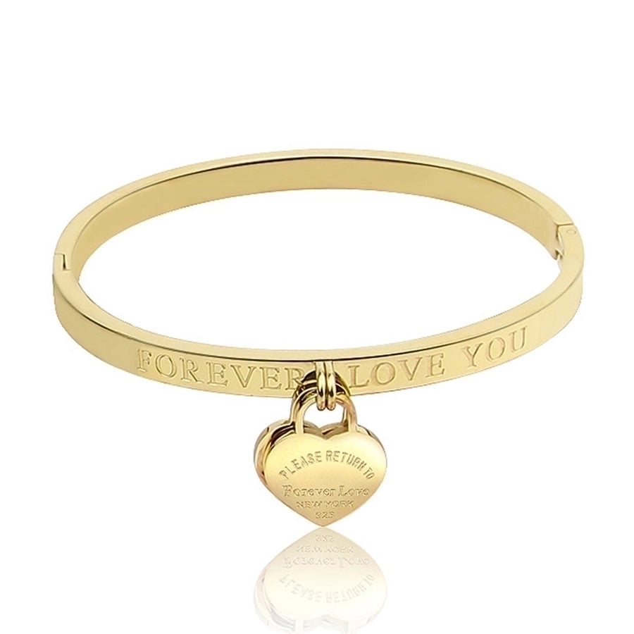 Heart Shape Stainless Steel 18K Gold Plated Bangle