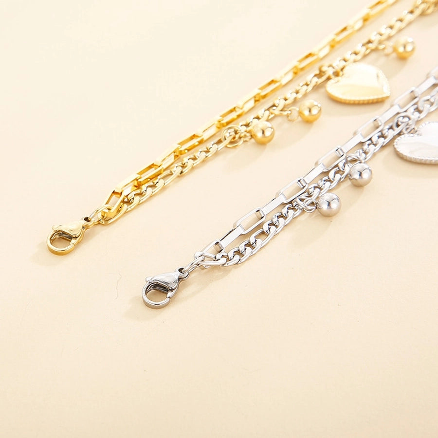 Heart Titanium Steel 18K Gold Plated Bracelets