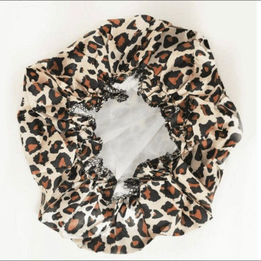 XL Leopard Satin Bonnet